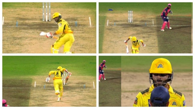 CSK Vs RR RAVINDRA JADEJA GIVEN OUT OBSTRUCTING THE FIELD IPL 2024