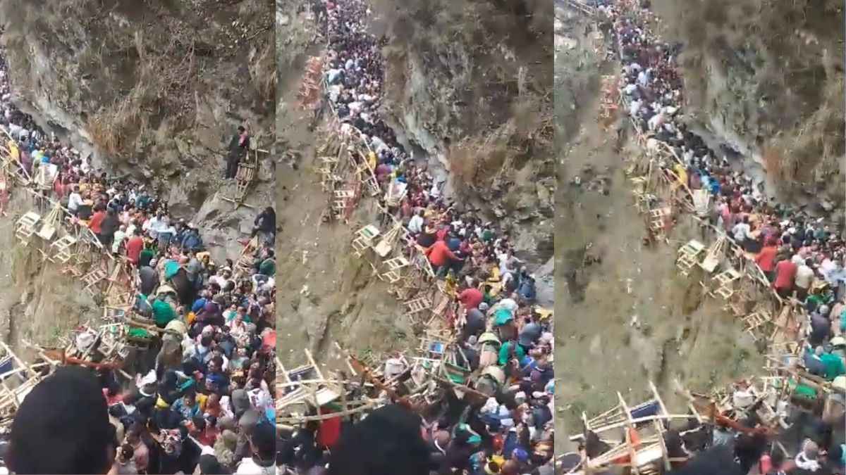 यमुनोत्री पहुंच गए इतने लोग, लग गया 'इंसानों का जाम'; देखिए वीडियो