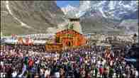 Devotees in large numbers gather during the opening of the doors of the Kedarnath Dham
