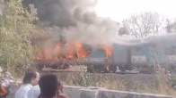 Fire breaks out in passenger train in Delhi Sarita Vihar