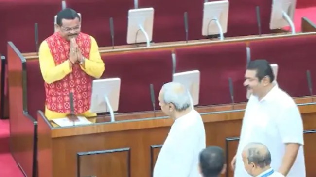 Naveen Patnaik Meets BJP MLA Laxman Bagh Naveen Patnaik Meets BJP MLA Laxman Bagh