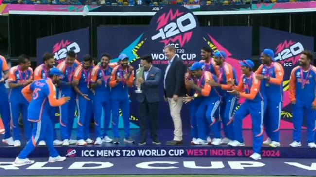 Rohit Sharma T20 World Cup 2024 Trophy Rohit Sharma T20 World Cup 2024 Trophy