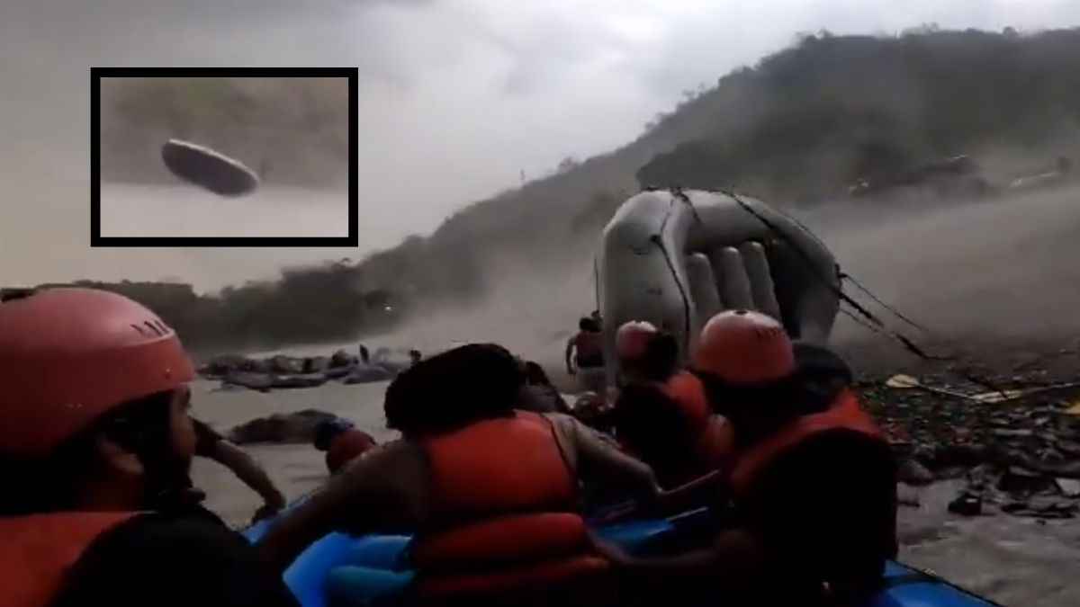 राफ्ट‍िंग के शौकीन देख लें Rishikesh के महातूफान का ये वीड‍ियो, पतंग बन आसमान में पहुंच गई राफ्ट
