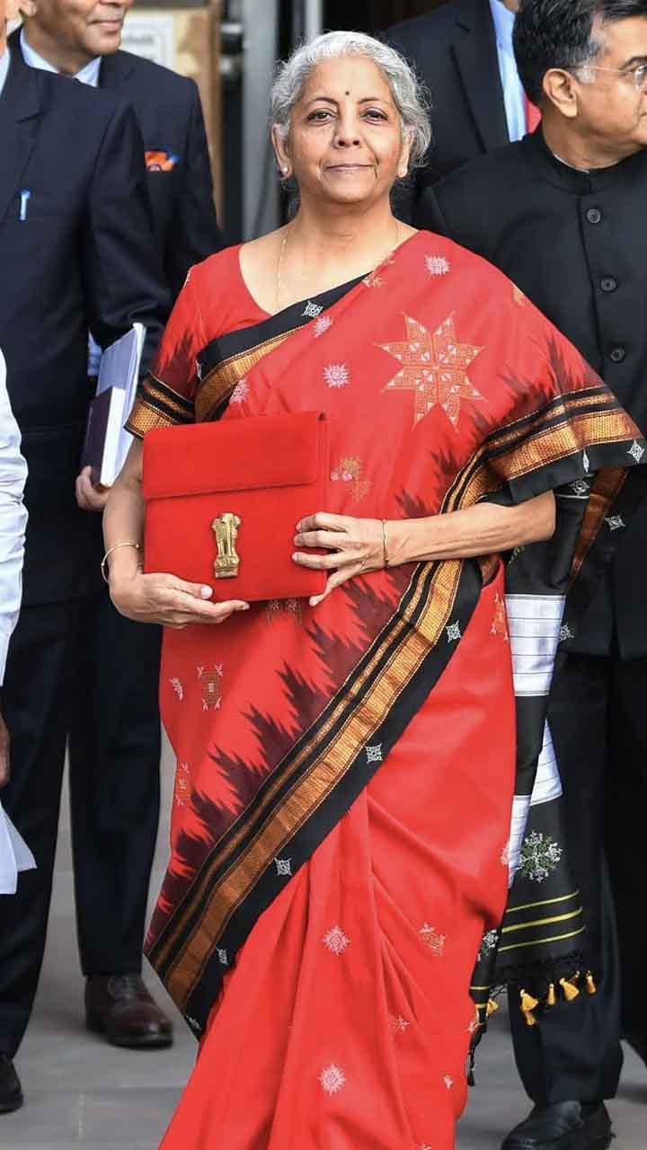 Union Budget 2023 Nirmala Sitharaman Red & Black Saree Look color meaning
