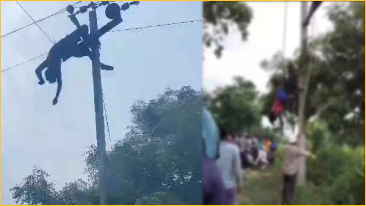 बिजली के खंभे से चिपका लाइनमैन, Video देख दहल उठेगा दिल