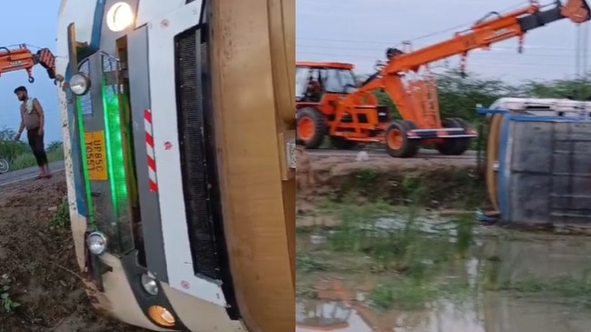 Devotee Bus Overturned in Hathras UP