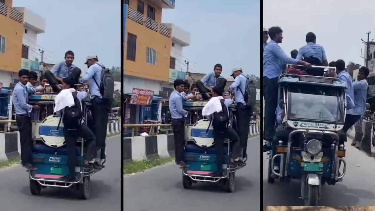 ई रिक्शा पर एक साथ सवार 14 बच्चों का वीडियो वायरल, हापुड़ पुलिस बोली-एक्शन होगा