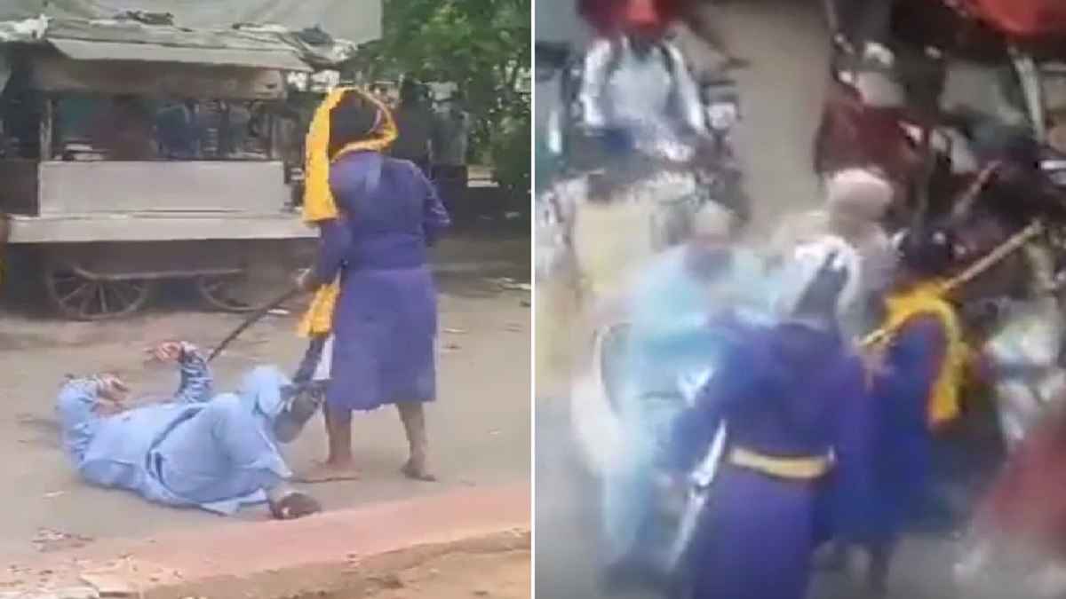 तलवार से ताबड़तोड़ वार, लात-घूंसों से पीटने का VIDEO; बीच सड़क शिवसेना नेता पर निहंगों ने किया जानलेवा हमला