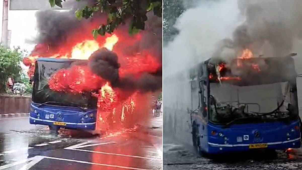 Bus Fired Delhi Jagatpuri