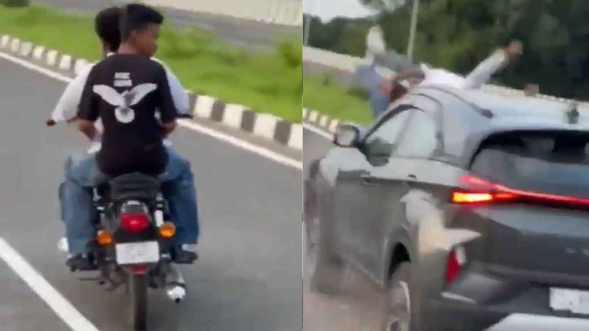 हाई-वे पर रील बनाने का खतरनाक नतीजा, चकनाचूर हो गई बाइक; देखें वीडियो