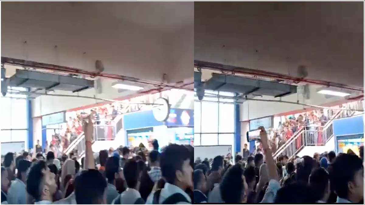 OMG! इतनी भीड़ देख घुटने लगेगा दम; नोएडा के मेट्रो स्टेशन में ऐसा क्या हुआ जो खचाखच भर गया?