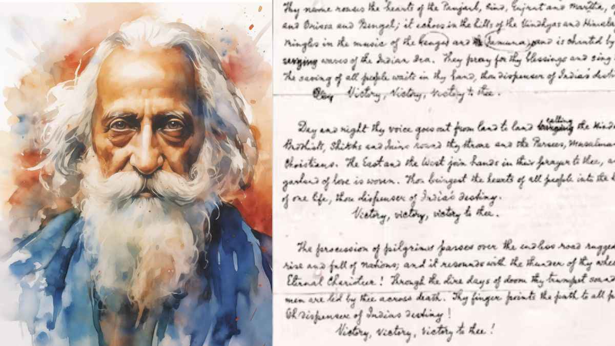 देखिए रवींद्रनाथ टैगोर के हाथ से लिखी राष्ट्रगान की लिपि, नोबेल पैनल ने की शेयर