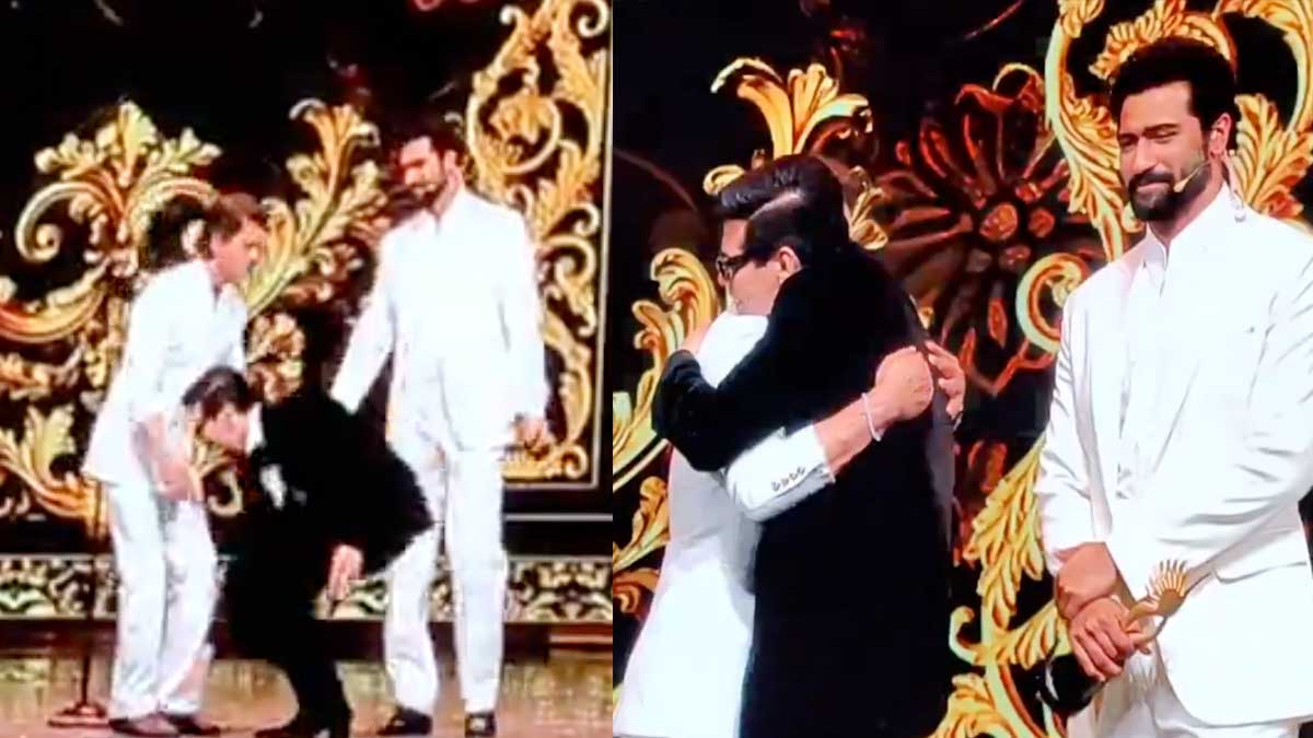 IIFA Awards 2024 में Karan Johar ने छुए शाहरुख खान के पैर, वायरल हुआ वीडियो  - IIFA Awards 2024 Viral Video Karan Johar Touches Shah Rukh Khan Feet