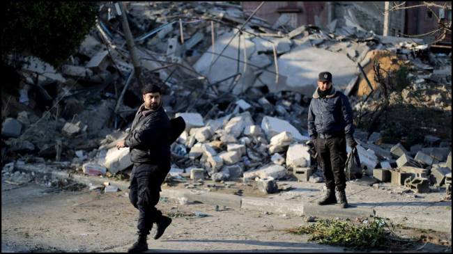 Palestinian policemen in Gaza City