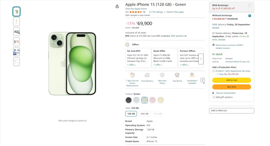 Apple iPhone 15 Amazon Offer