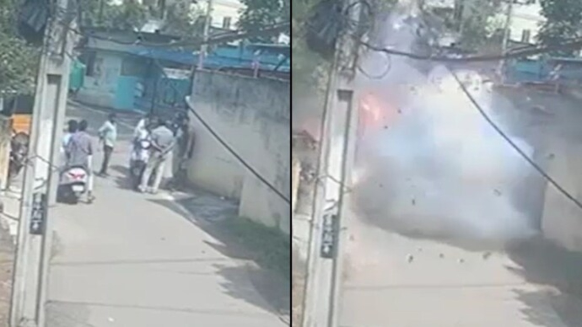 Firecracker Blast on Scooter in Eluru