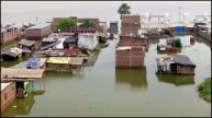 Houses submerged in the floodwater in Patna