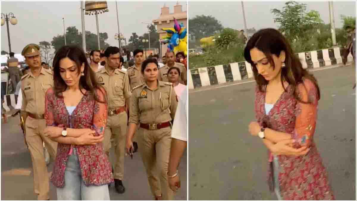 Khushalii Kumar के पीछे पड़ी भीड़, रेस्क्यू के लिए आई पुलिस