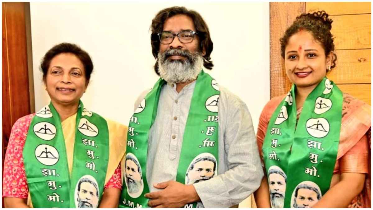 कल्पना और हेमंत सोरेन के साथ लुईस मरांडी, जेएमएम ज्वॉइन करने के मौके पर