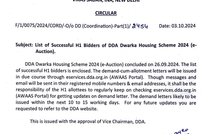 DDA flats E Auction 