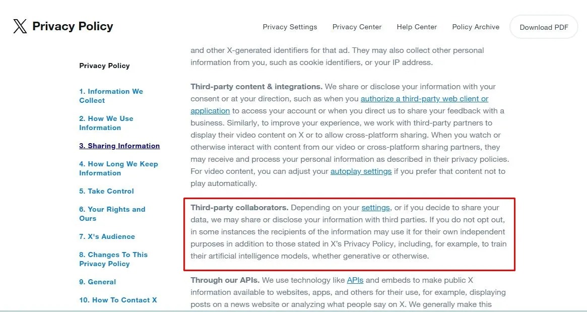 X updates privacy policy