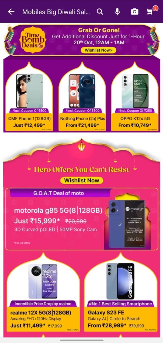 Flipkart Big Diwali Sale Discount Offers on Smartphone