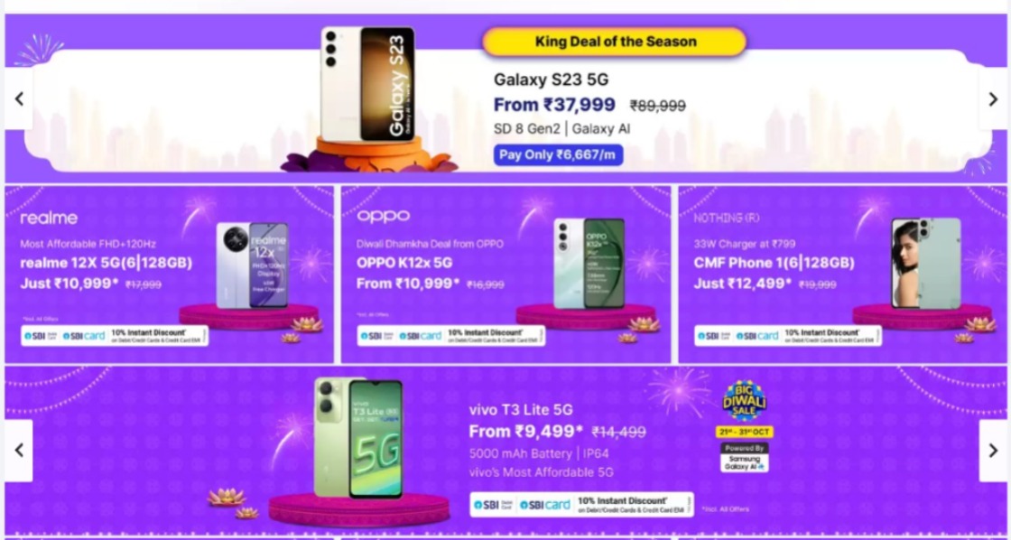 Flipkart Big Diwali Sale Offers on Smartphone