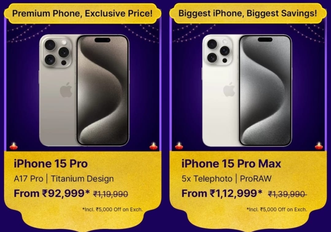 Flipkart Big Diwali Sale Discount on iPhone 15 Pro