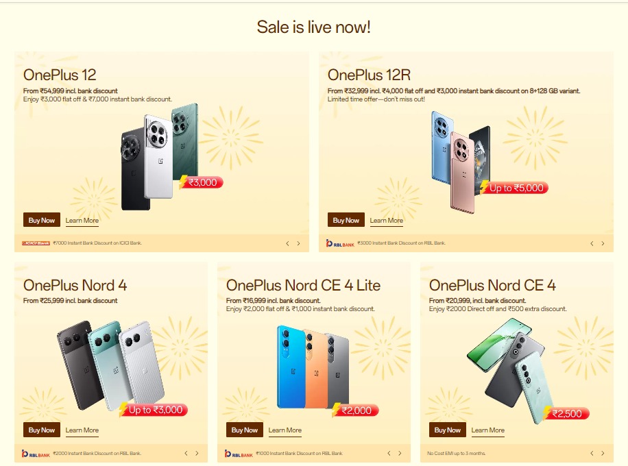 OnePlus Diwali Sale Offers