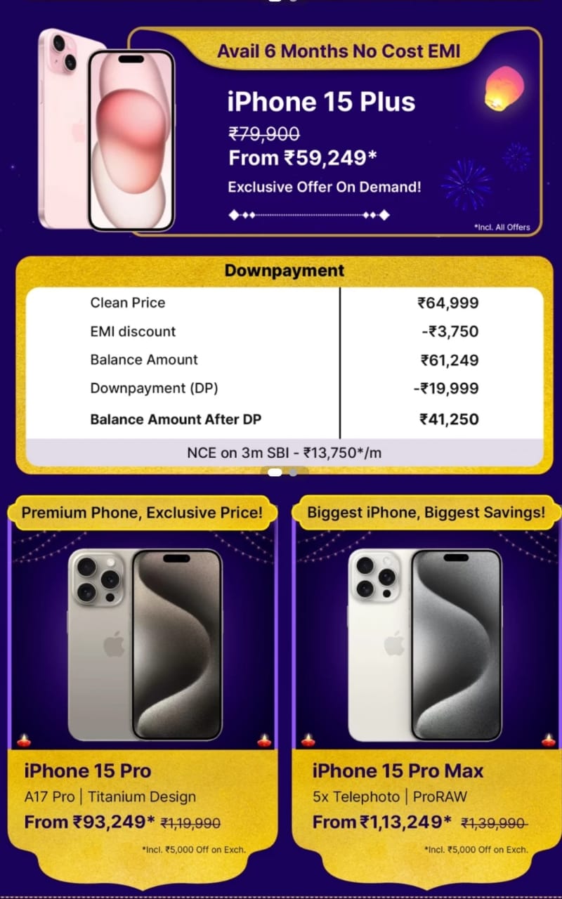 Flipkart Sale Discount on iPhone 15 Series