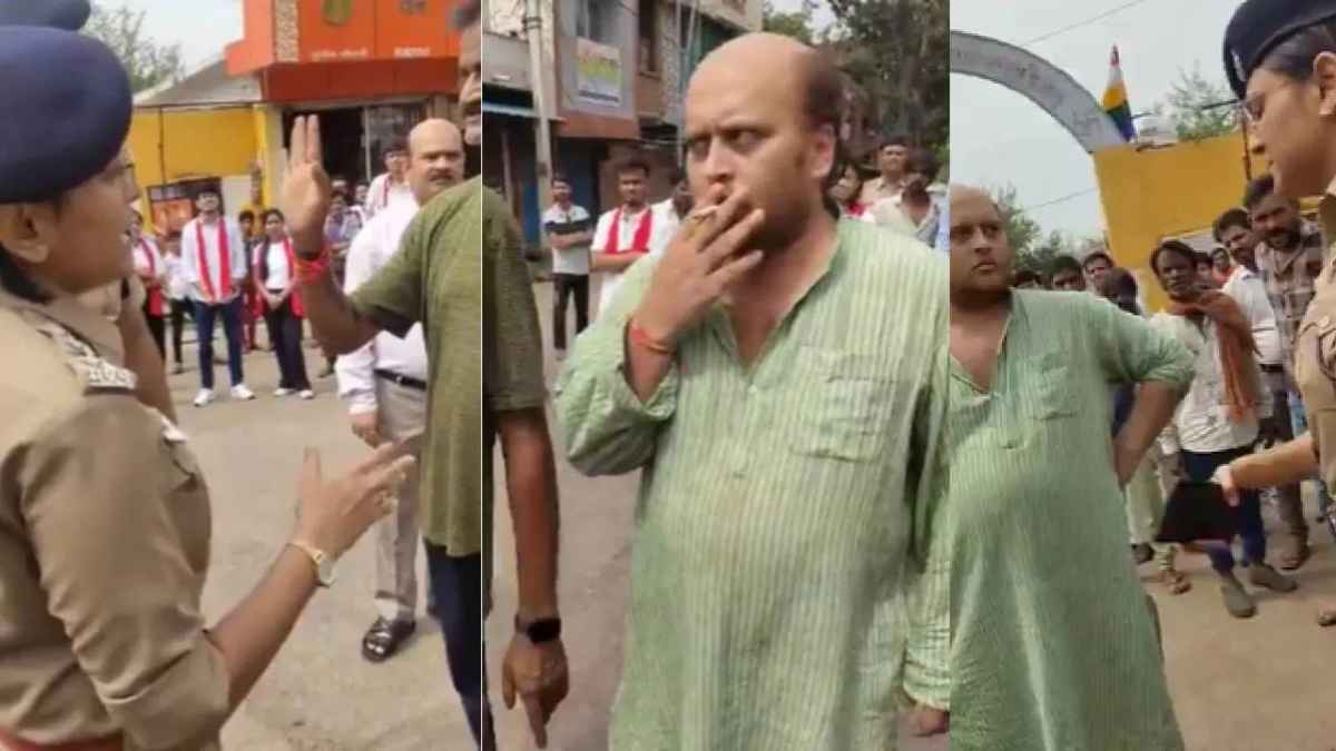 Video: महिला पुलिसकर्मी के मुंह पर सिगरेट का धुआं उड़ाते दिखे पूर्व सीएम के भतीजे