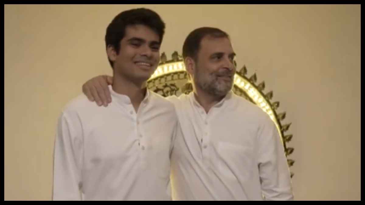 राहुल गांधी के साथ रेहान वाड्रा | फोटो वीडियो ग्रैब