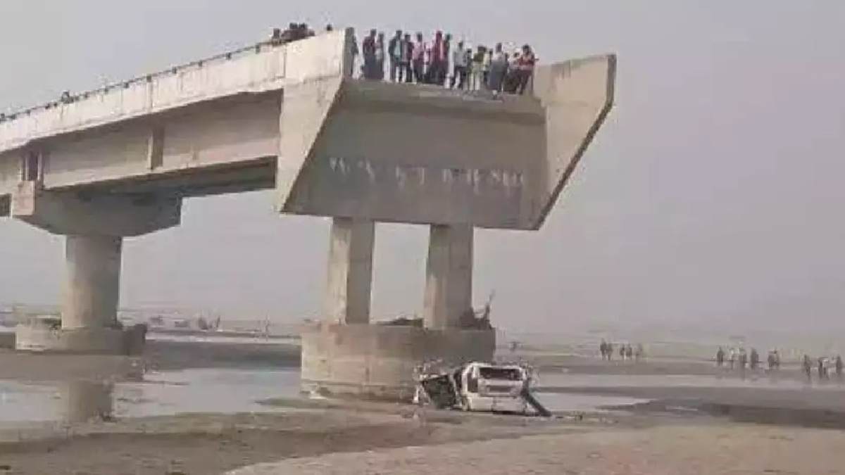 car falling from bridge