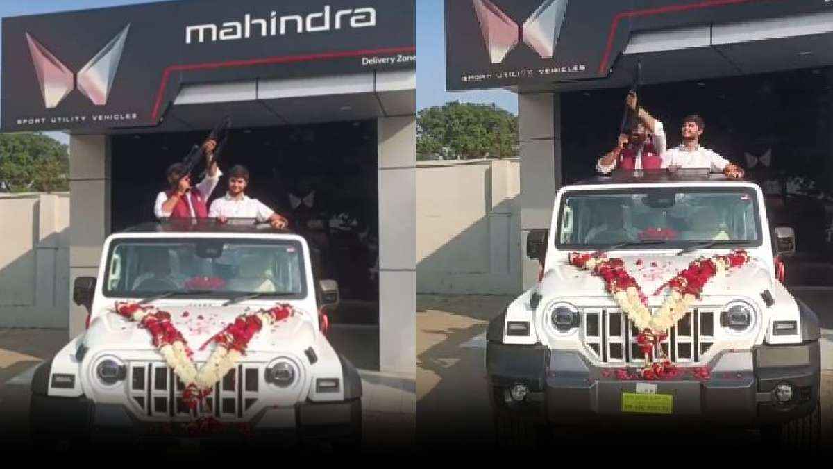 Thar लेने की खुशी में शख्स ने की हवाई फायरिंग, वीडियो वायरल होने के बाद लोगों ने कर डाली ये डिमांड
