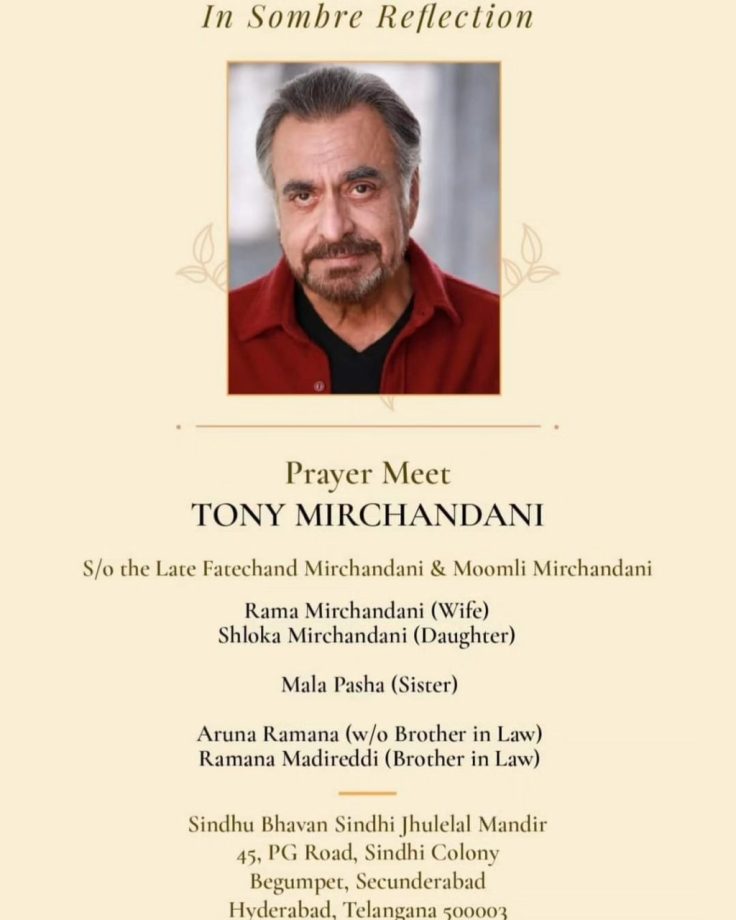 Tony Mirchandani Passed Away