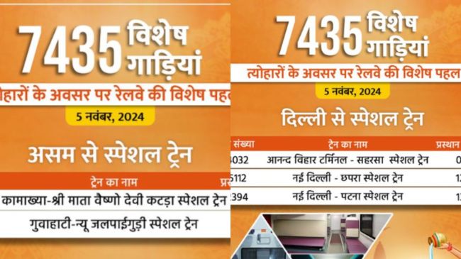 Chhath Special Train: рдирд╣реАрдВ рдорд┐рд▓рд╛ рд╣реИ рддреЛ рдЖрдЬ рд╣реА рдХрд░реЗрдВ рдЯрд┐рдХрдЯ рдмреБрдХ, 5 рдирд╡рдВрдмрд░ рд╕реЗ рдЪрд▓ рд░рд╣реА рдпреЗ рд╕реНрдкреЗрд╢рд▓ рдЯреНрд░реЗрдиреЗрдВ Chhath Special Train