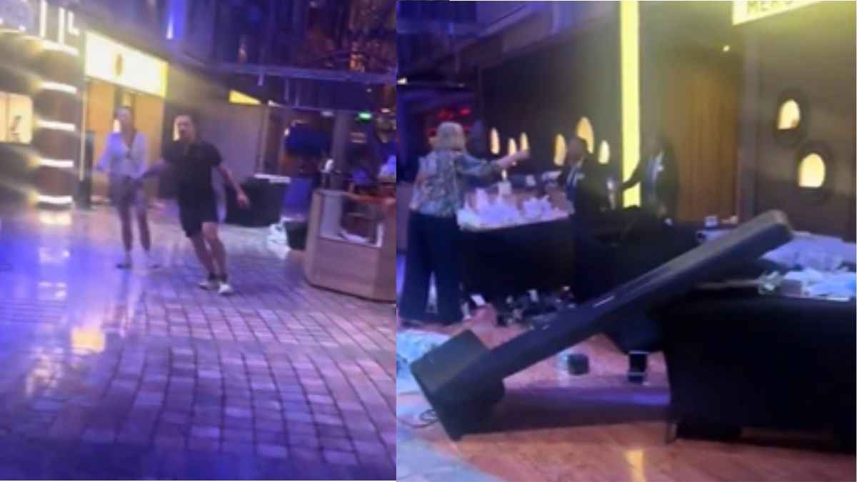 पानी में एक तरफ झुका जहाज तो मच गया हड़कंप, वायरल वीडियो में घबराते दिखे पैसेंजर