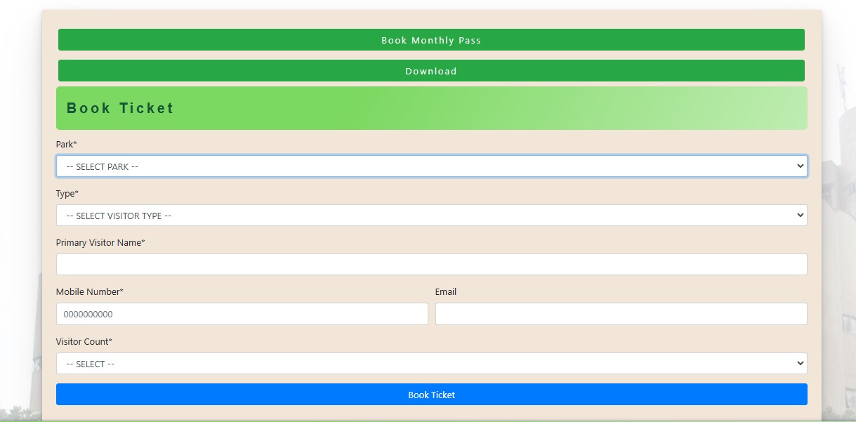 Baansera and Asita Park Ticket Booking