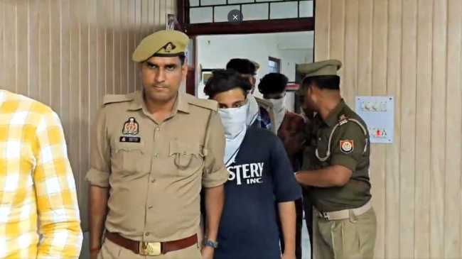 Amrauha, Gajraula, school bus, Uttar Pradesh Police, three accused, firing school bus Amrauha, Gajraula, school bus, Uttar Pradesh Police, three accused, firing school bus