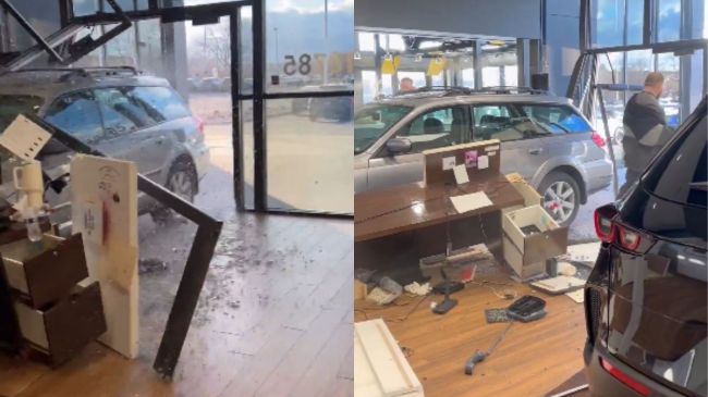 Video: बाप रे इतना गुस्सा! रिफंड न मिलने पर शोरूम में घुसा दी कार man drives car into showroom
