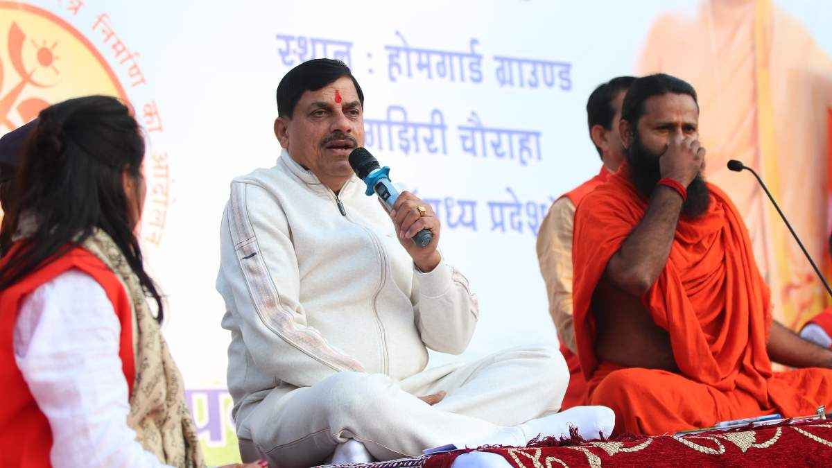 CM Mohan Yadav Join Ramdev Baba Free Yoga Camp
