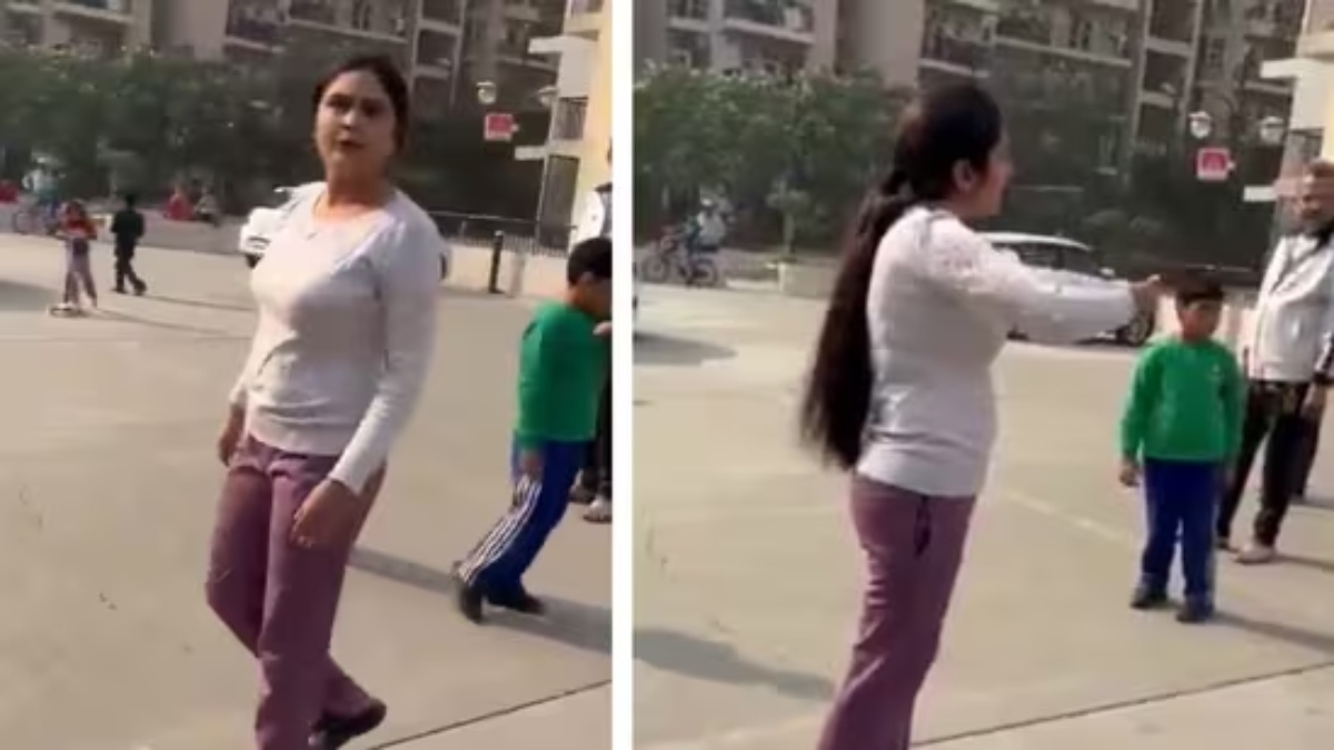 Noida Woman Slapped Child Video