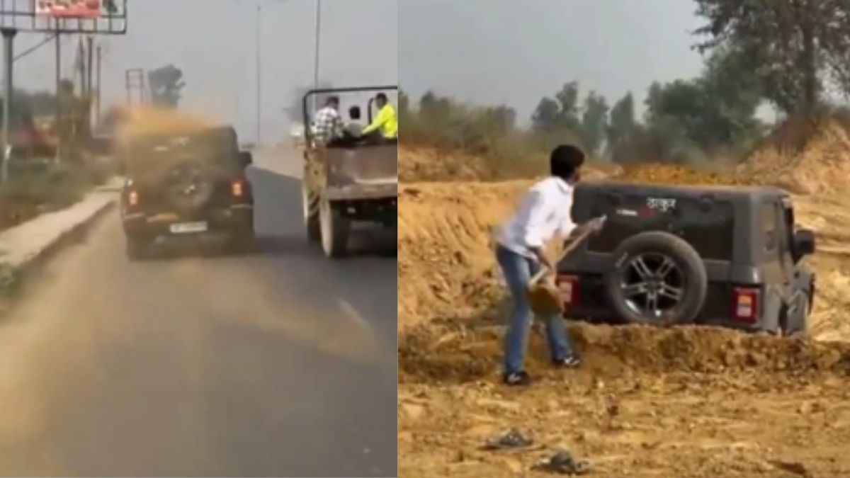 थार का टशन दिखाना पड़ गया भारी, लगा 25000 का फटका, देखें वीडियो