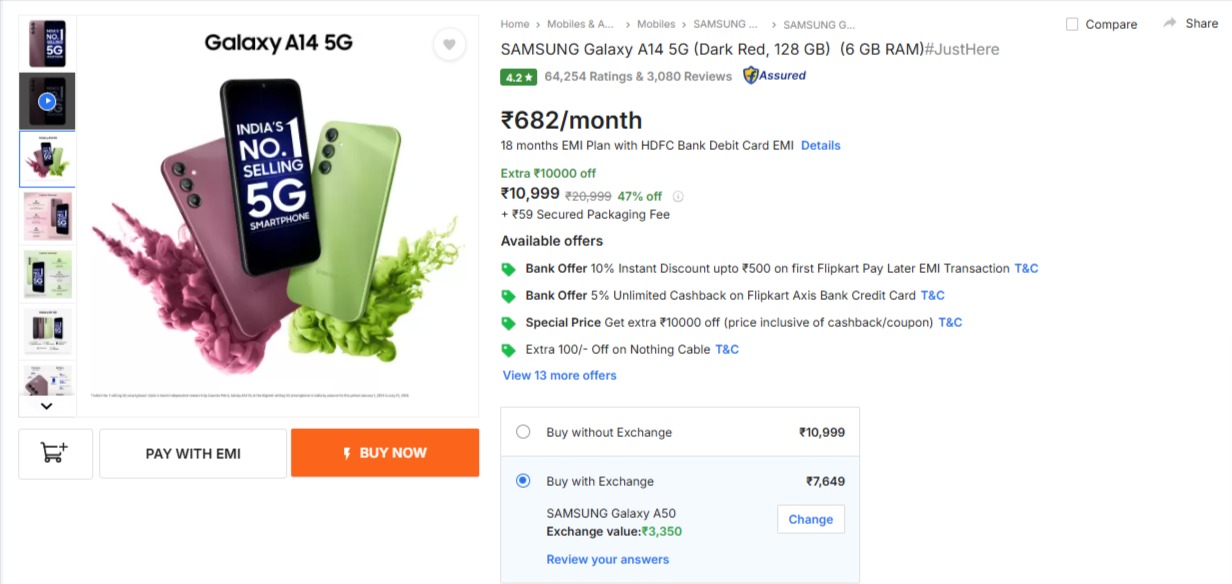 SAMSUNG Galaxy A14 5G Discount Offer