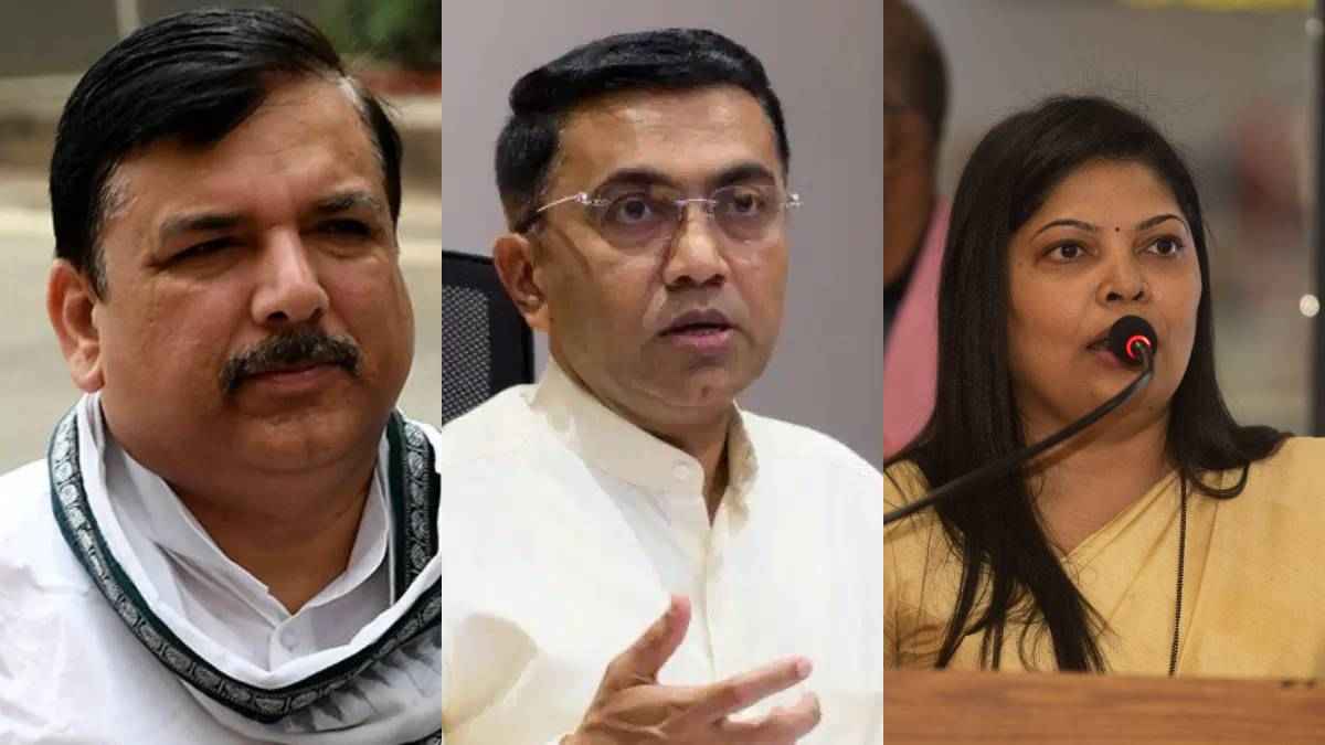 संजय सिंह, प्रमोद सावंत और उनकी पत्नी सुलक्षणा सावंत
