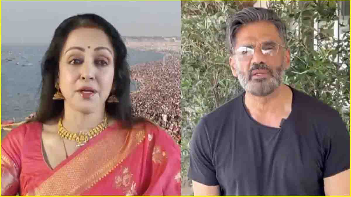 hema malini and suniel shetty support sanatan board at mahakumbh 2025 devkinandan thakur