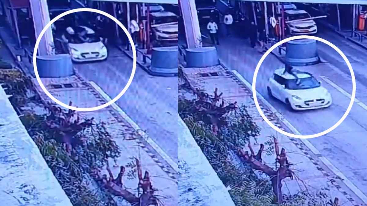 Agra Toll Plaza पर टोलकर्मी को कार की बोनट पर ले भागा, दबंगई CCTV में कैद