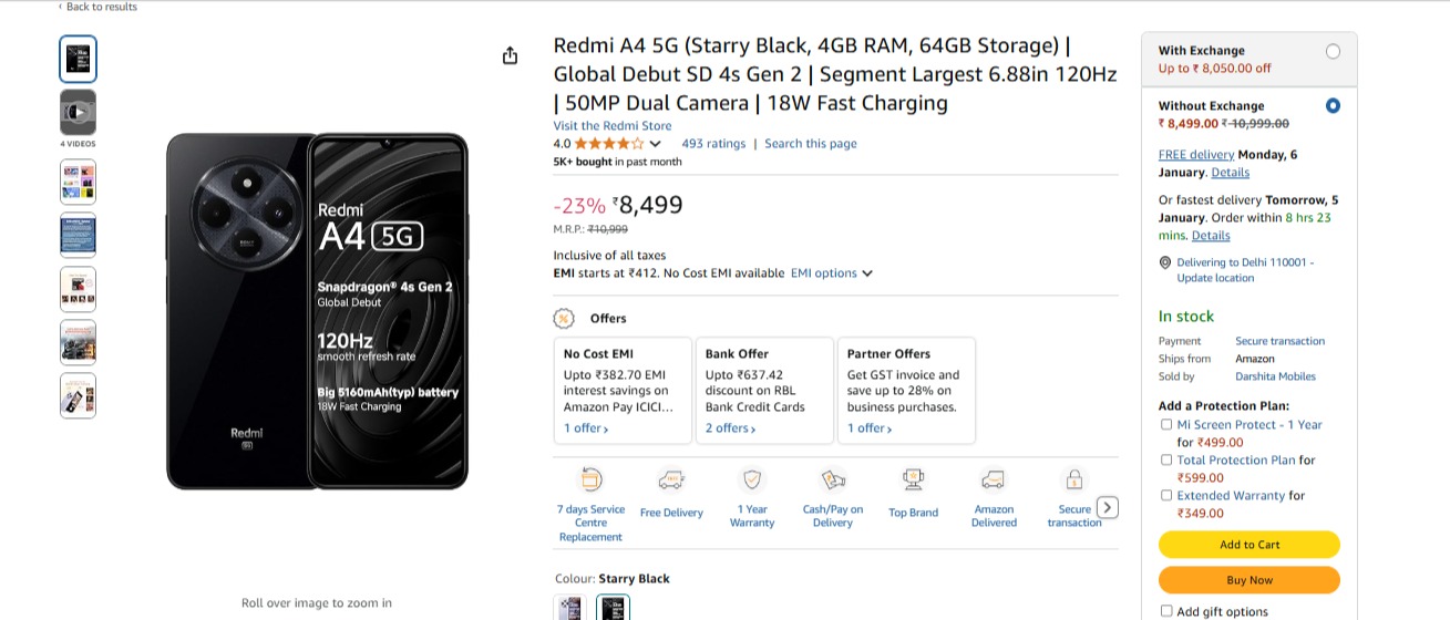 Redmi A4 5G Discount Offer