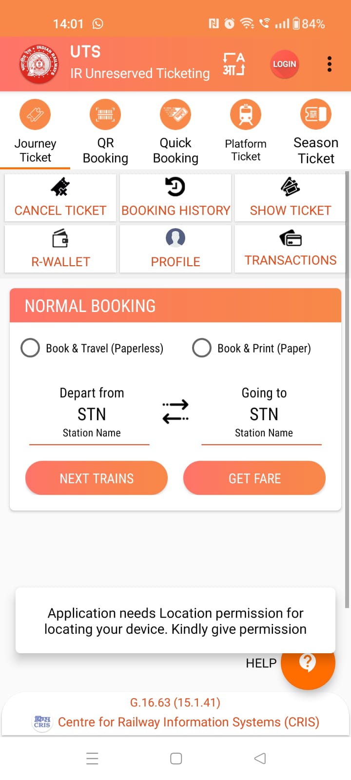 Indian Railway UTS App