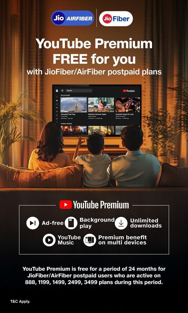 Jio Free YouTube Premium Offer